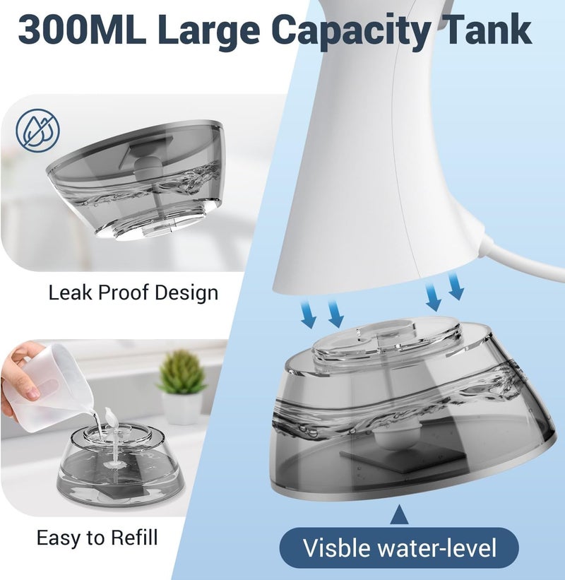 ZOOY Steamer for Clothes 1500W, Clothes Steamer for Home, Office, Travel, Portable Handheld Garment Steamer Upgraded 300ML Large Capacity Water Tank, Wrinkle Remover(White) - Image 5